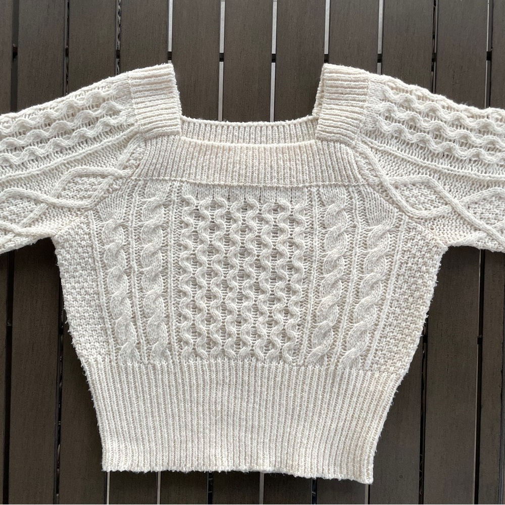 MISS SELFRIDGE CROPPED SQUARE NECK CABLE KNIT SWEATER!! - Picture 5 of 14